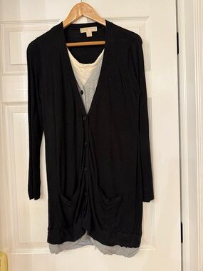 Michael Kors Black Cardigan with Cream Label Detail